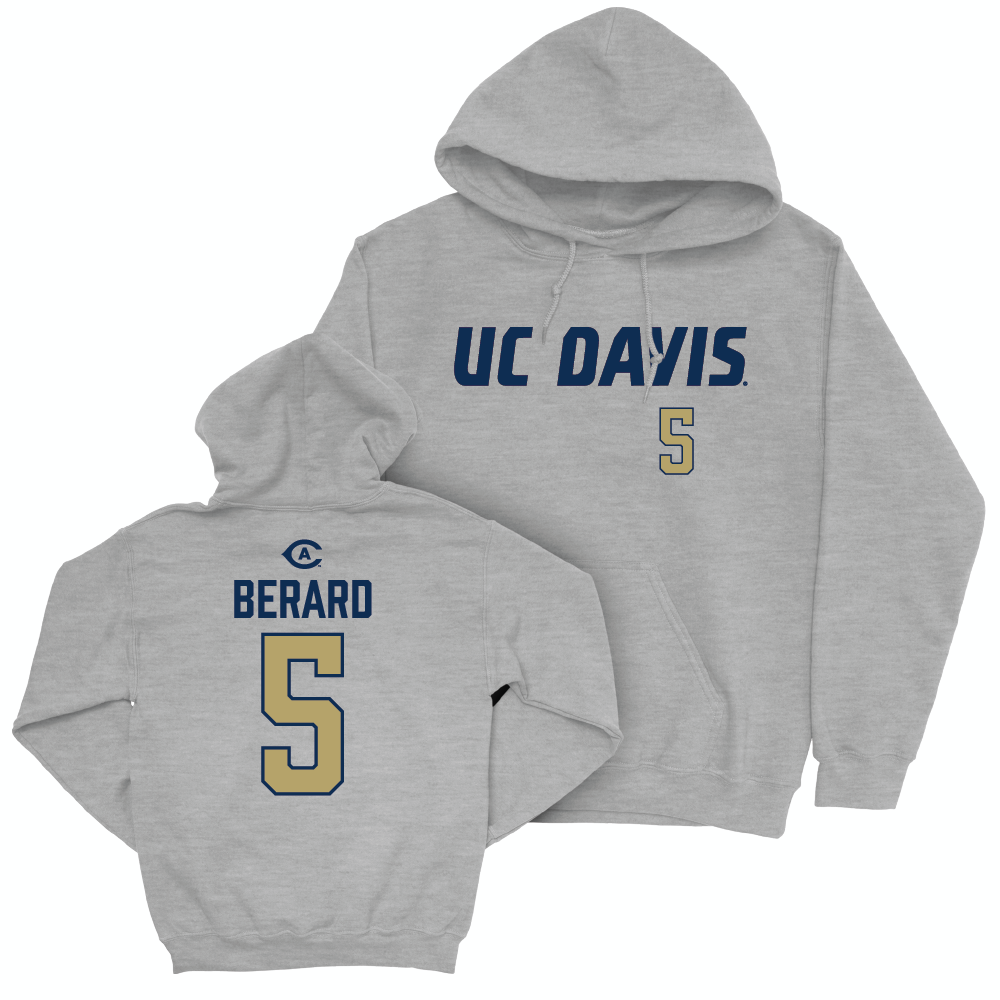 UC Davis Women's Beach Volleyball Sport Grey Aggies Hoodie - Ava Berard | #5 Small