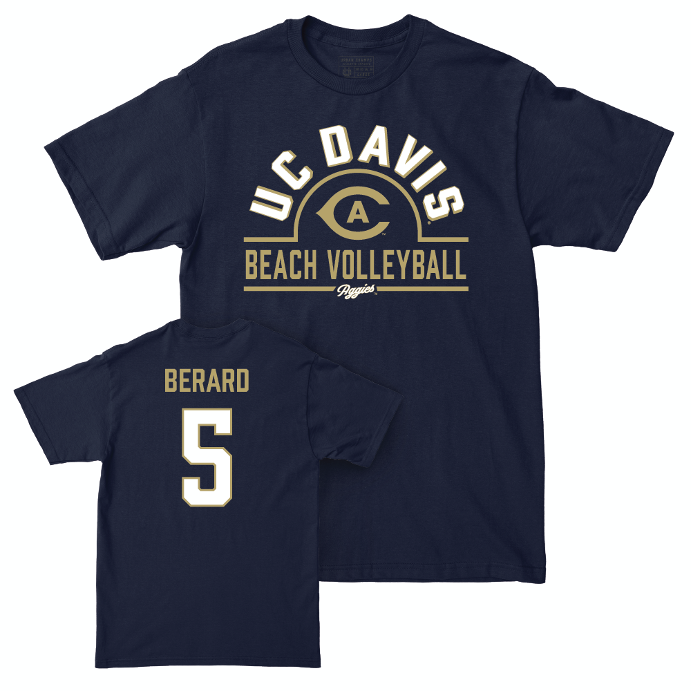 UC Davis Women's Beach Volleyball Navy Arch Tee - Ava Berard | #5 Small