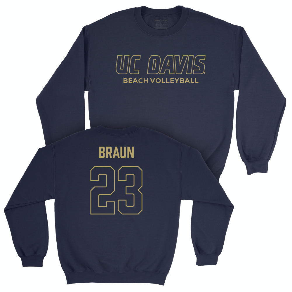 UC Davis Women's Beach Volleyball Navy Club Crew - Anna Braun | #23 Small