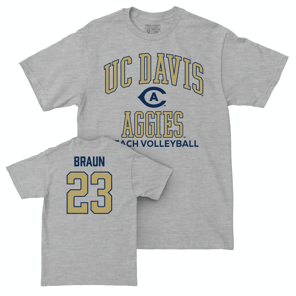 UC Davis Women's Beach Volleyball Sport Grey Classic Tee - Anna Braun | #23 Small