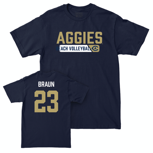 UC Davis Women's Beach Volleyball Navy Staple Tee - Anna Braun | #23 Small