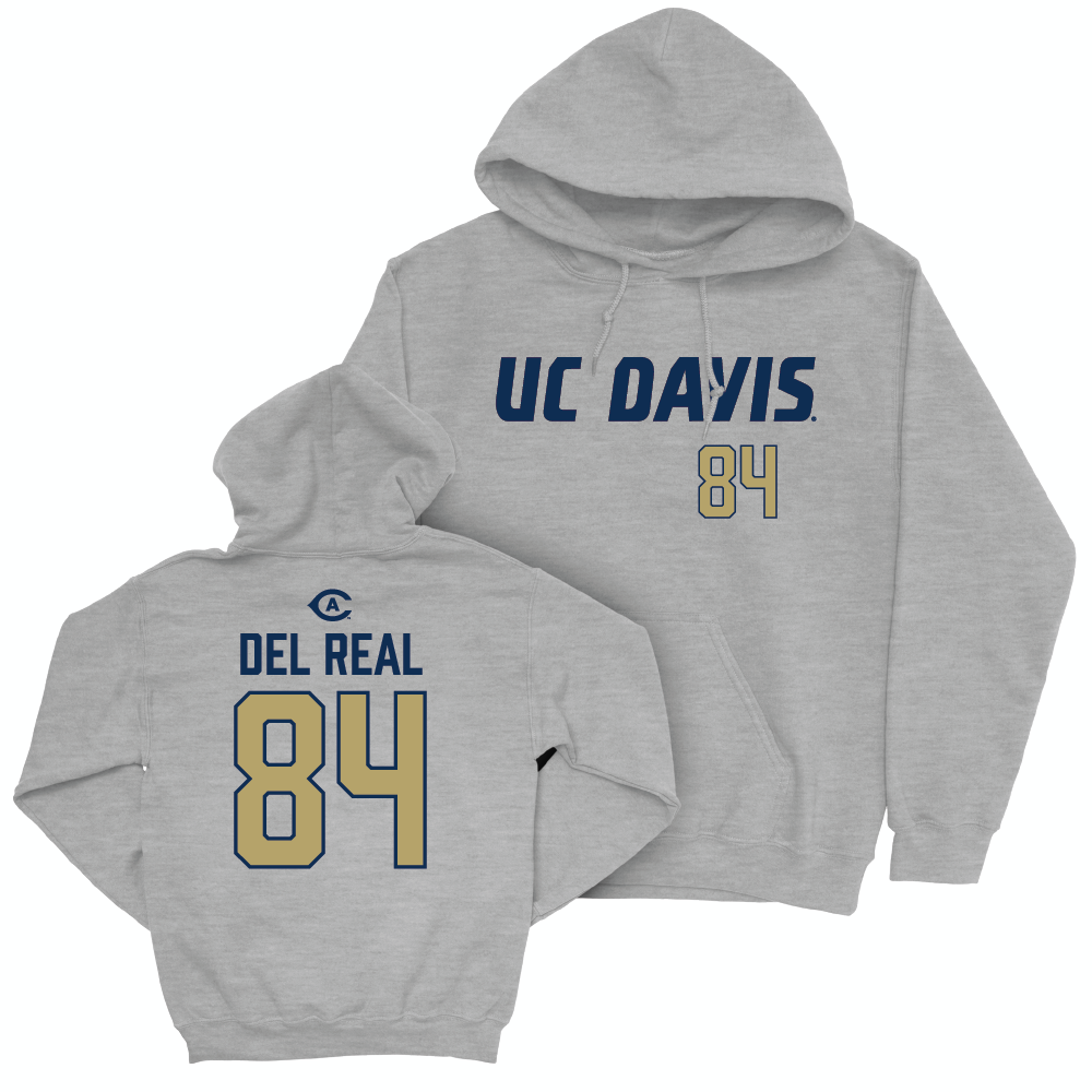 UC Davis Football Sport Grey Aggies Hoodie - Abe Del Real | #84 Small