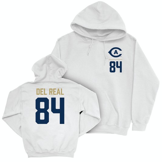 UC Davis Football White Logo Hoodie - Abe Del Real | #84 Small