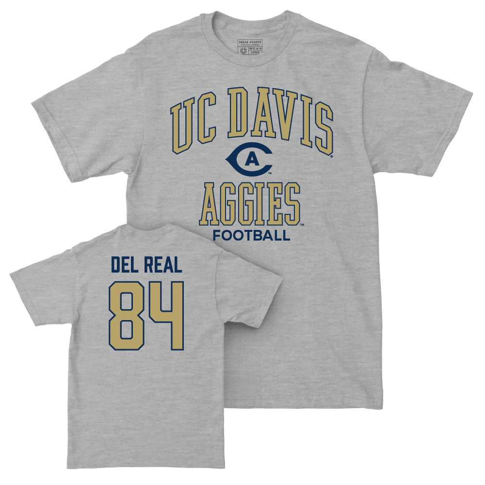 UC Davis Football Sport Grey Classic Tee - Abe Del Real | #84 Small