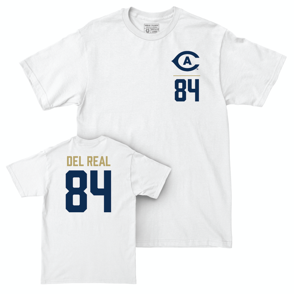 UC Davis Football White Logo Comfort Colors Tee - Abe Del Real | #84 Small