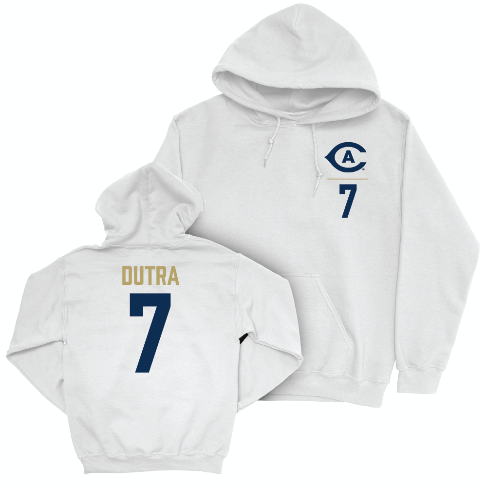 UC Davis Men's Soccer White Logo Hoodie - Andrew Dutra | #7 Small