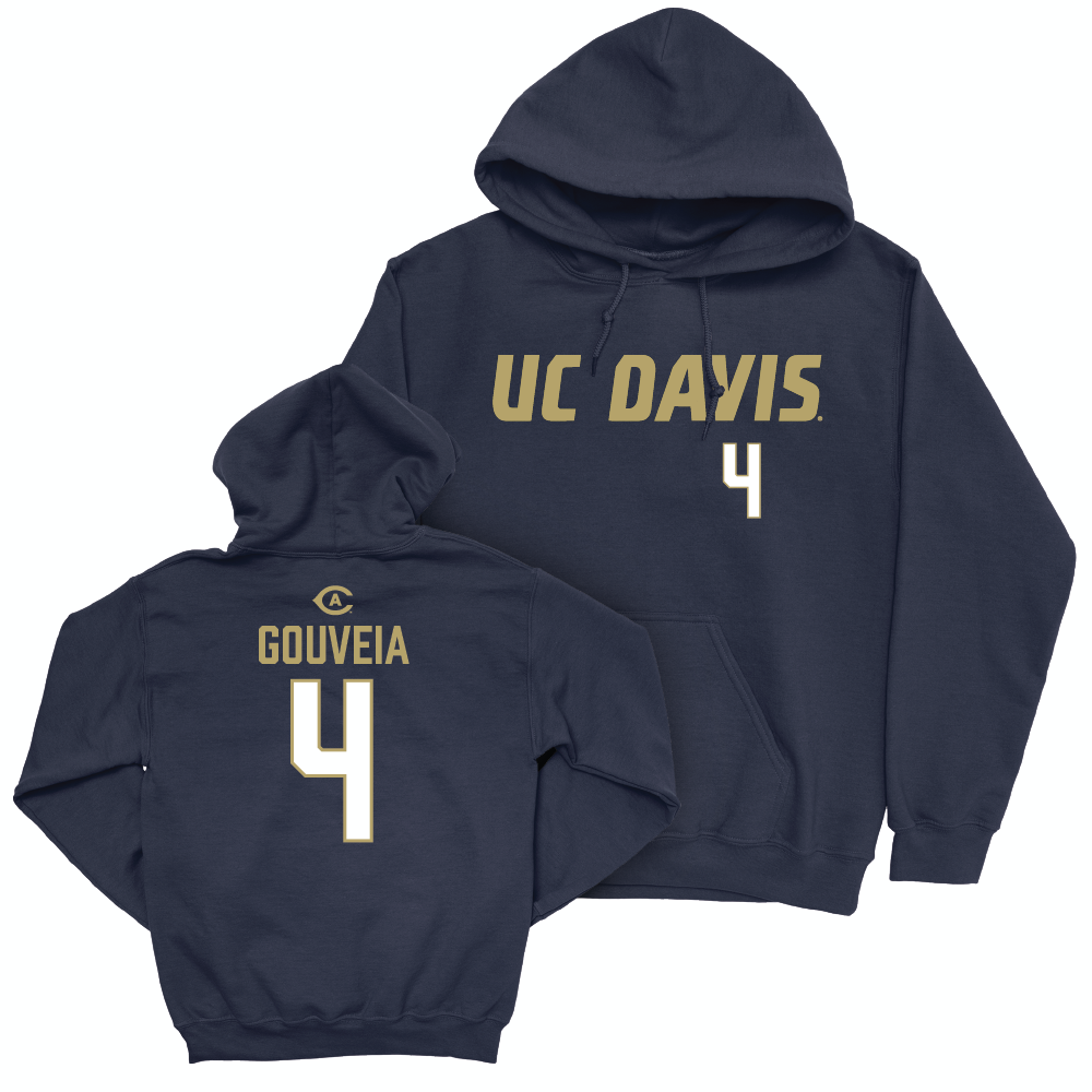 UC Davis Baseball Navy Sideline Hoodie - Alex Gouveia | #4 Small