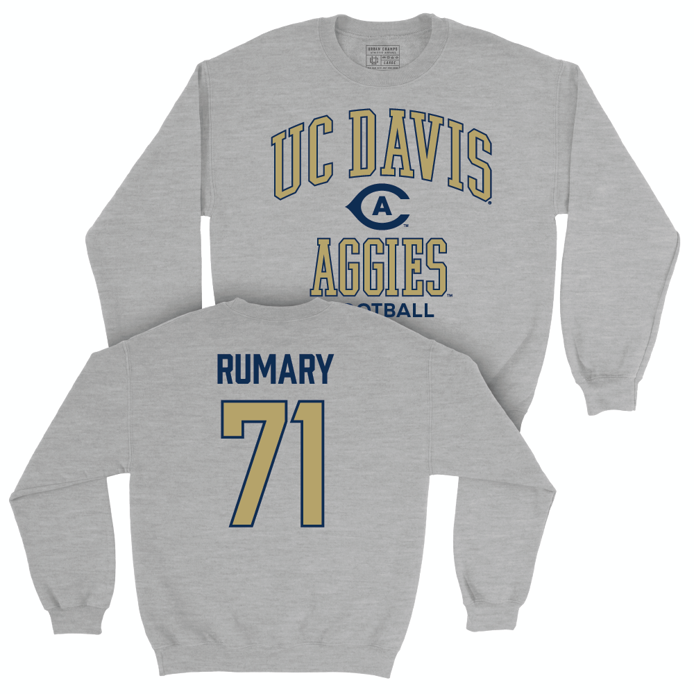 UC Davis Football Sport Grey Classic Crew - Andrew Rumary | #71 Small