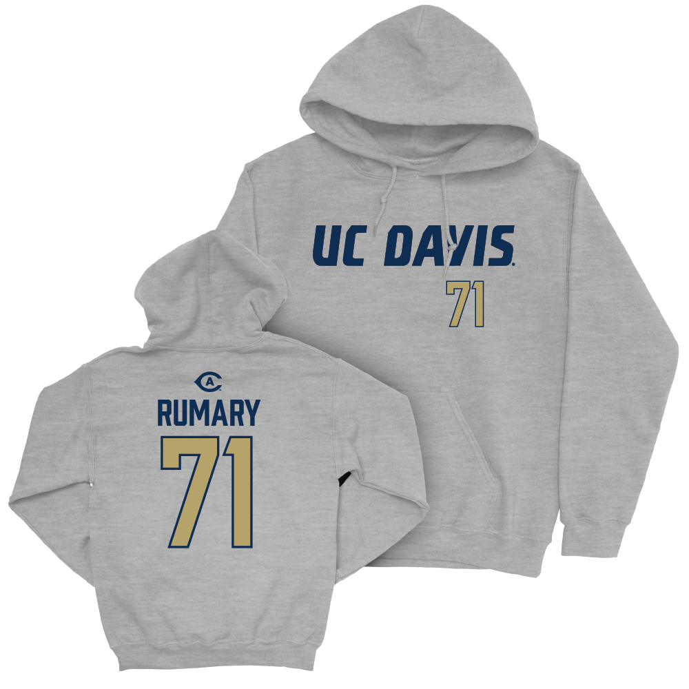 UC Davis Football Sport Grey Aggies Hoodie - Andrew Rumary | #71 Small