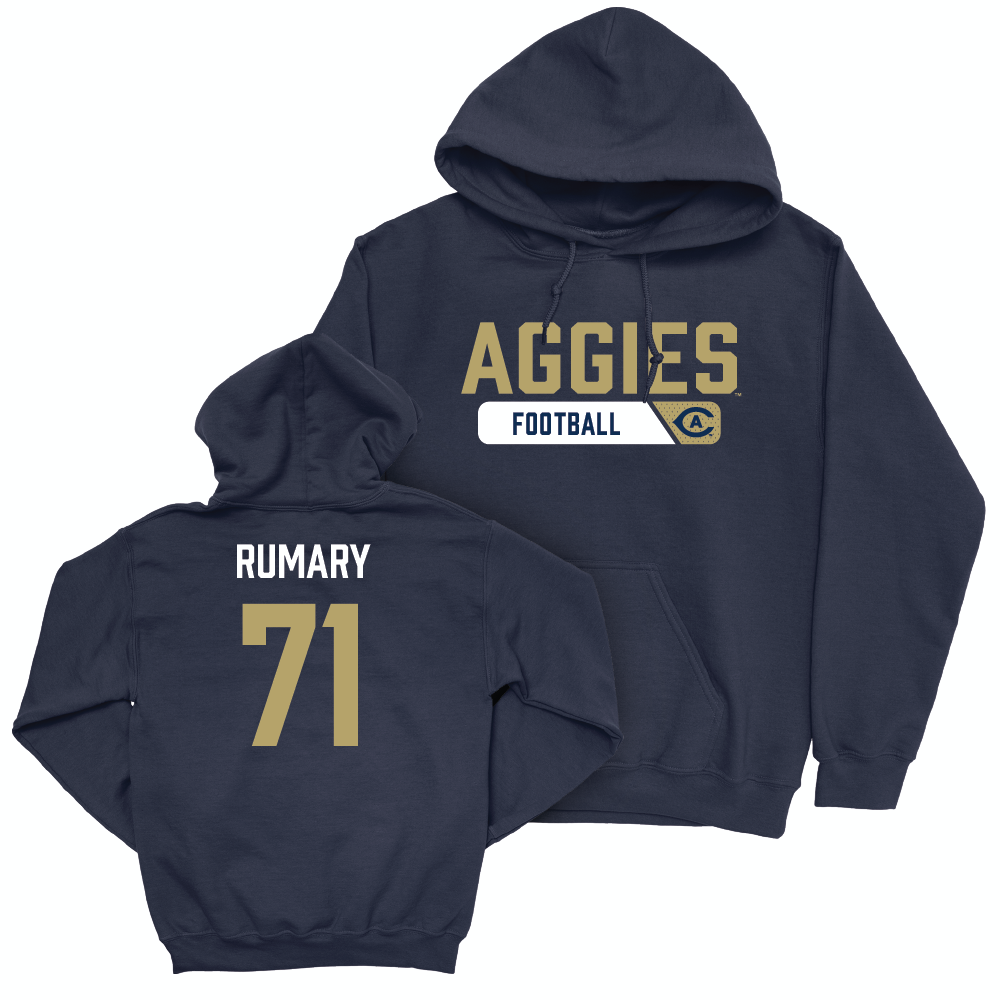 UC Davis Football Navy Staple Hoodie - Andrew Rumary | #71 Small