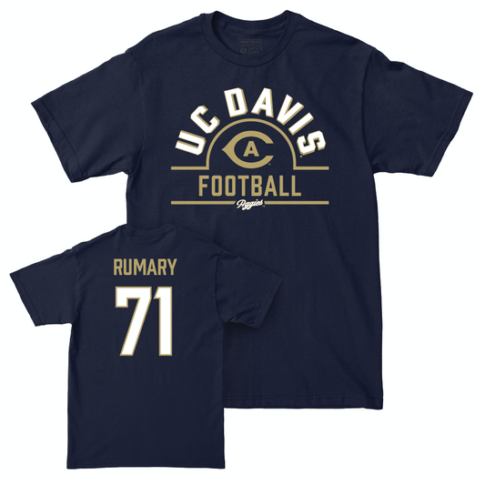 UC Davis Football Navy Arch Tee - Andrew Rumary | #71 Small