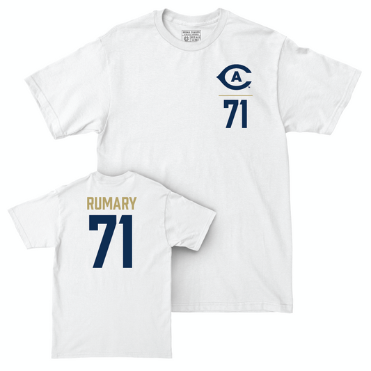 UC Davis Football White Logo Comfort Colors Tee - Andrew Rumary | #71 Small