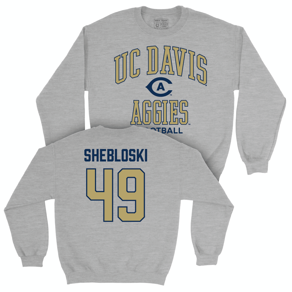 UC Davis Football Sport Grey Classic Crew - Aaron Shebloski | #49 Small