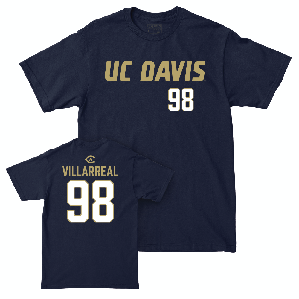 UC Davis Football Navy Sideline Tee - Anthony Villarreal | #98 Small