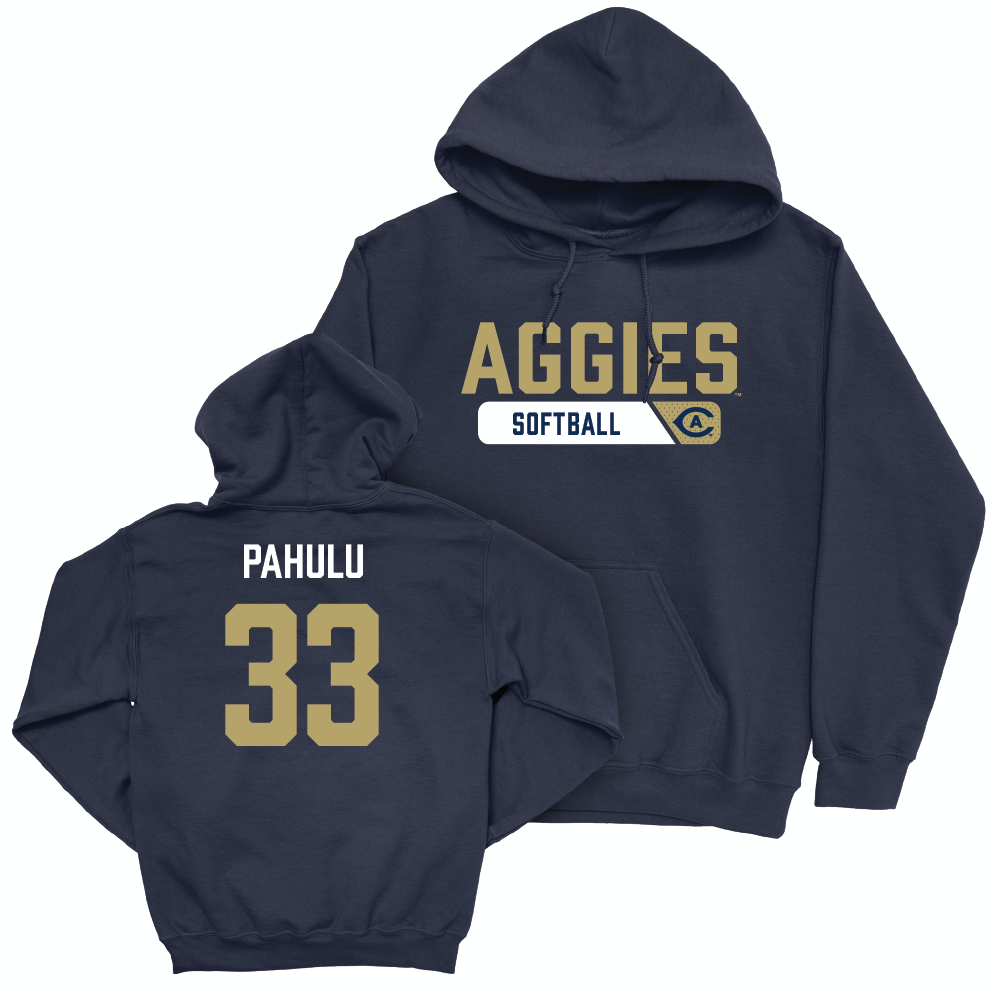 UC Davis Softball Navy Staple Hoodie - Bella Pahulu | #33 Small