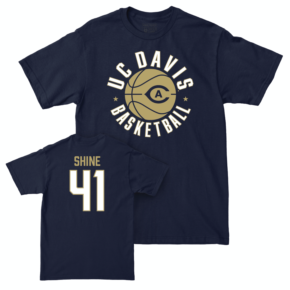 UC Davis Men's Basketball Navy Hardwood Tee - Bria Shine | #41 Small