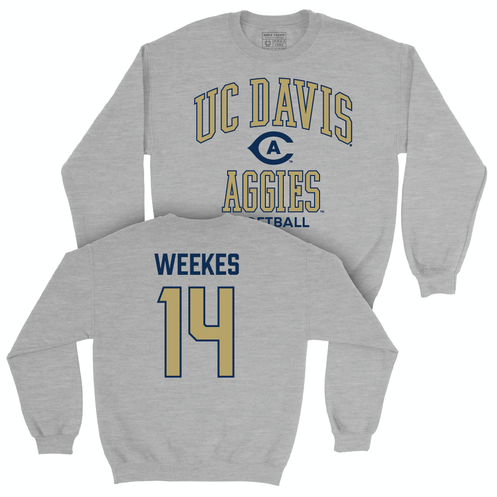 UC Davis Softball Sport Grey Classic Crew - Bri Weekes | #14 Small