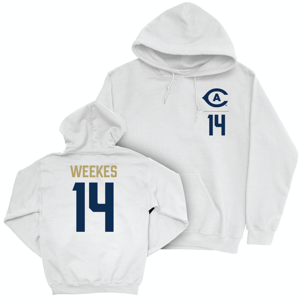 UC Davis Softball White Logo Hoodie - Bri Weekes | #14 Small