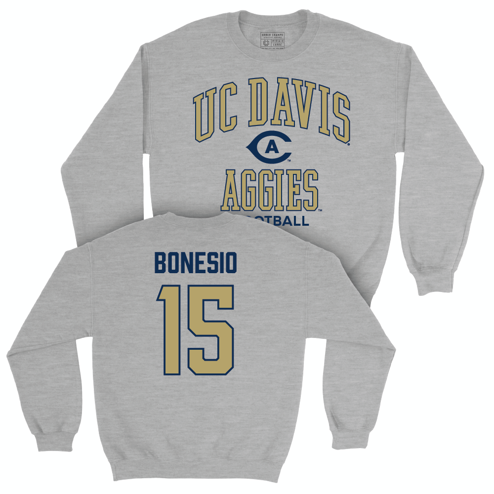 UC Davis Football Sport Grey Classic Crew - Connor Bonesio | #15 Small