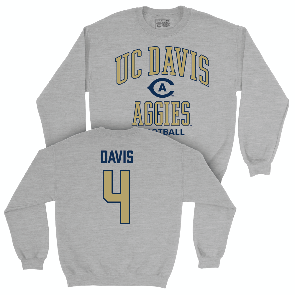 UC Davis Football Sport Grey Classic Crew - Chaz Davis | #4 Small