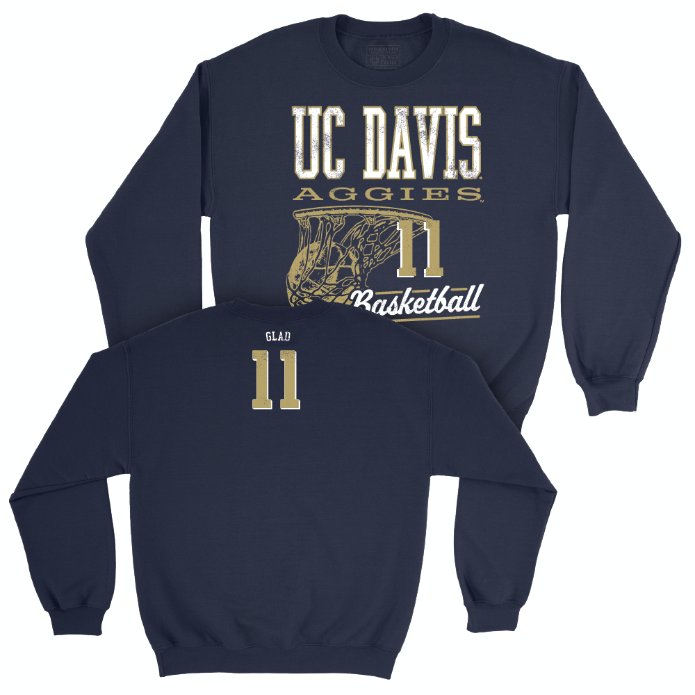 UC Davis Men's Basketball Navy Hoops Crew - Clara Glad | #11 Small