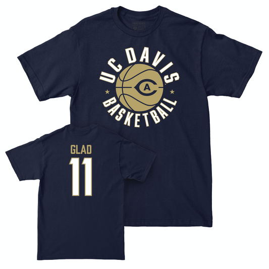 UC Davis Men's Basketball Navy Hardwood Tee - Clara Glad | #11 Small