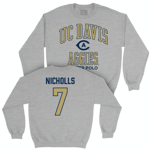 UC Davis Men's Water Polo Sport Grey Classic Crew - Colin Nicholls | #7 Small