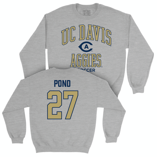 UC Davis Men's Soccer Sport Grey Classic Crew - Cole Pond | #27 Small