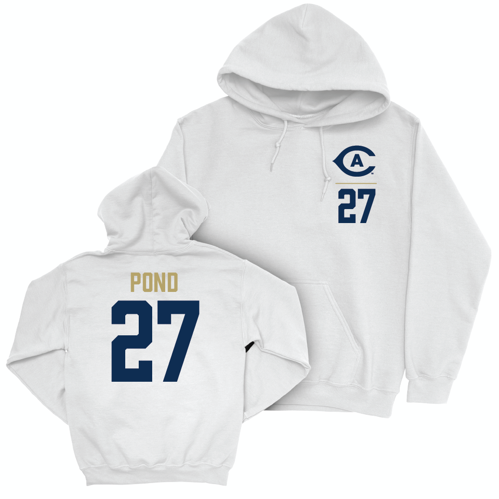 UC Davis Men's Soccer White Logo Hoodie - Cole Pond | #27 Small