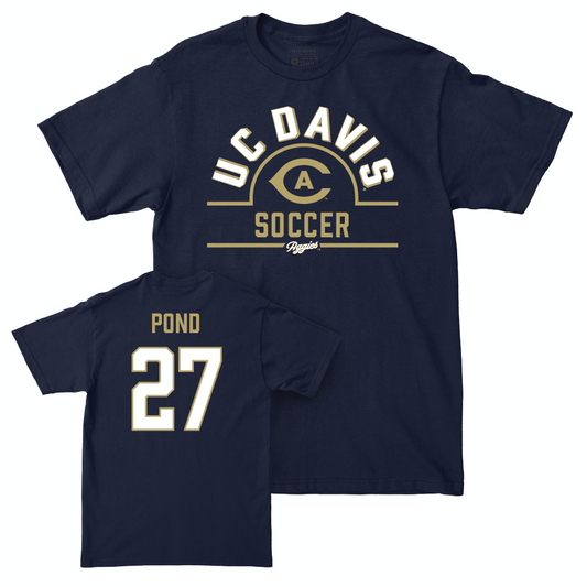 UC Davis Men's Soccer Navy Arch Tee - Cole Pond | #27 Small