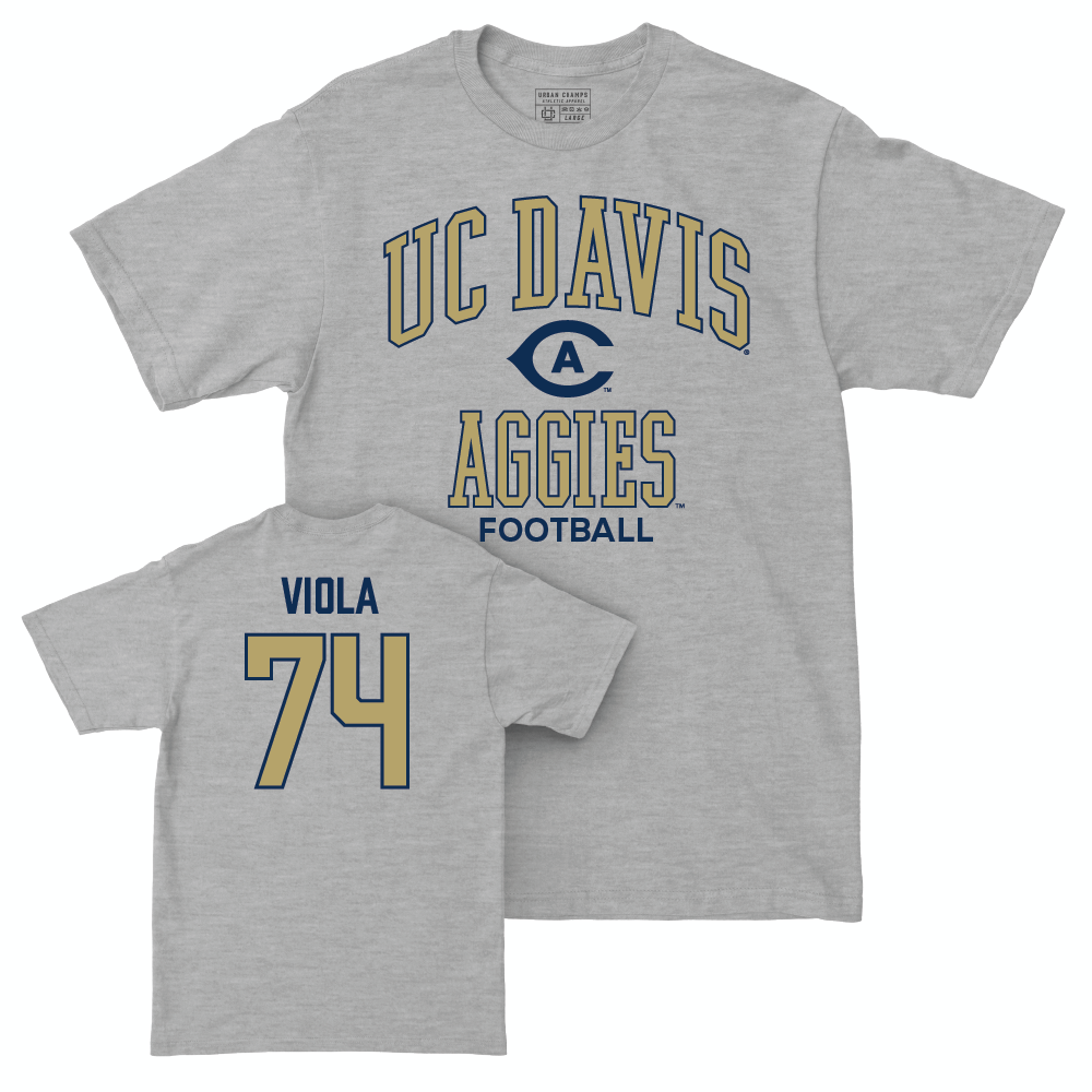 UC Davis Football Sport Grey Classic Tee - Cristian Viola | #74 Small