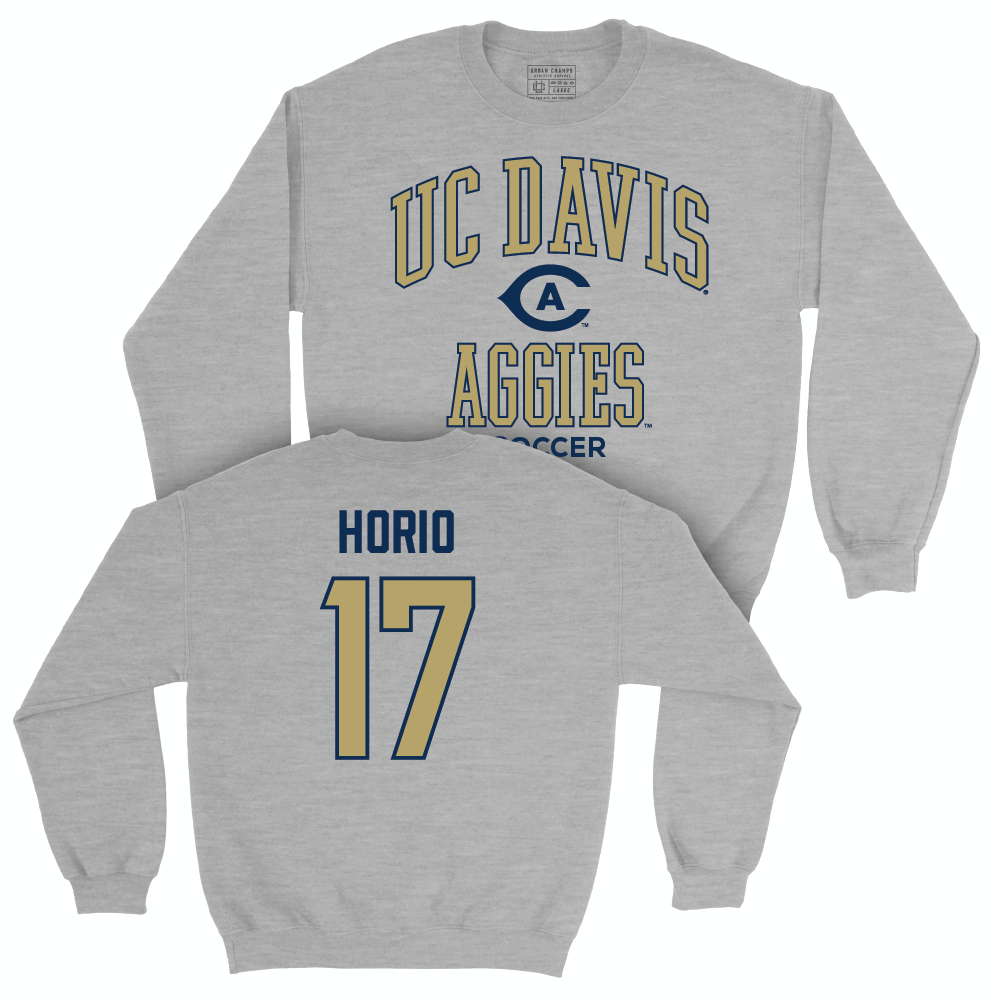 UC Davis Men's Soccer Sport Grey Classic Crew - Declan Horio | #17 Small