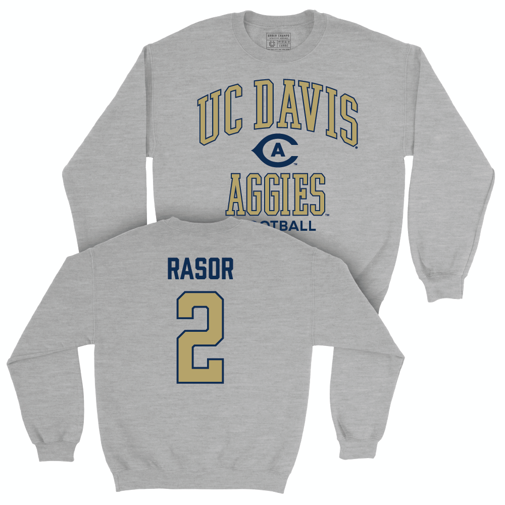 UC Davis Football Sport Grey Classic Crew - David Rasor | #2 Small