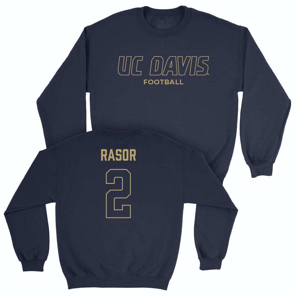 UC Davis Football Navy Club Crew - David Rasor | #2 Small