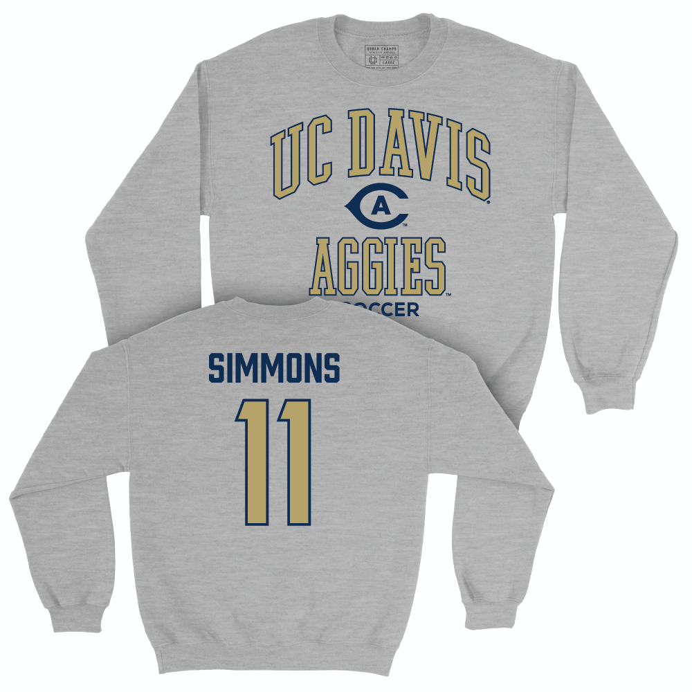 UC Davis Women's Soccer Sport Grey Classic Crew - Devyn Simmons | #11 Small