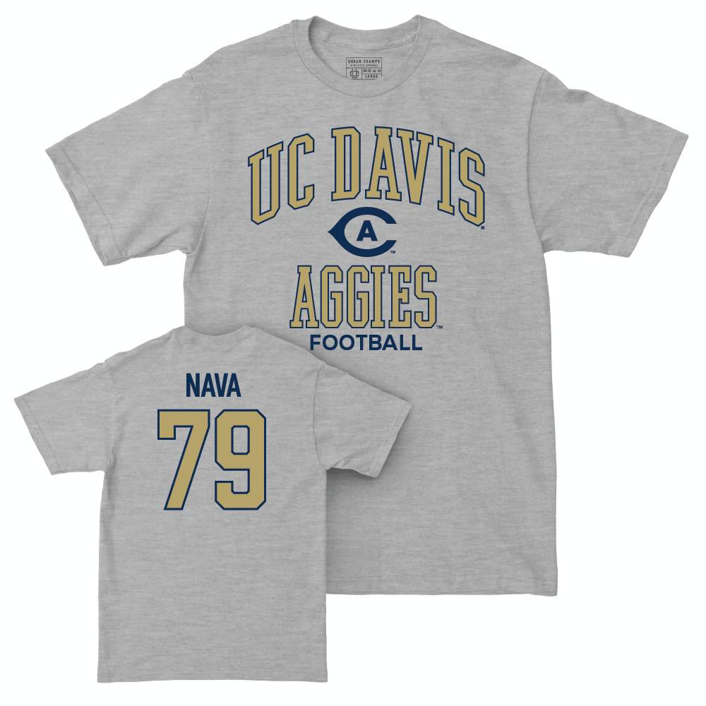 UC Davis Football Sport Grey Classic Tee - Ernesto Nava | #79 Small