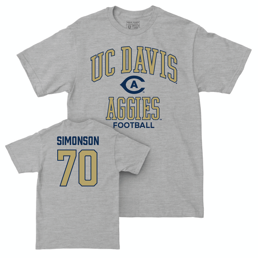 UC Davis Football Sport Grey Classic Tee - Eli Simonson | #70 Small