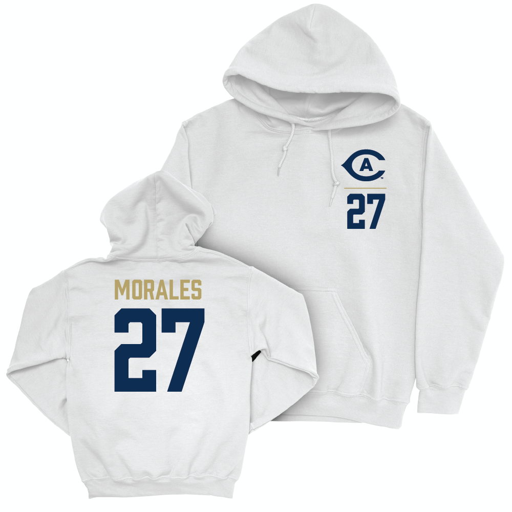 UC Davis Football White Logo Hoodie - Fernando Morales | #27 Small