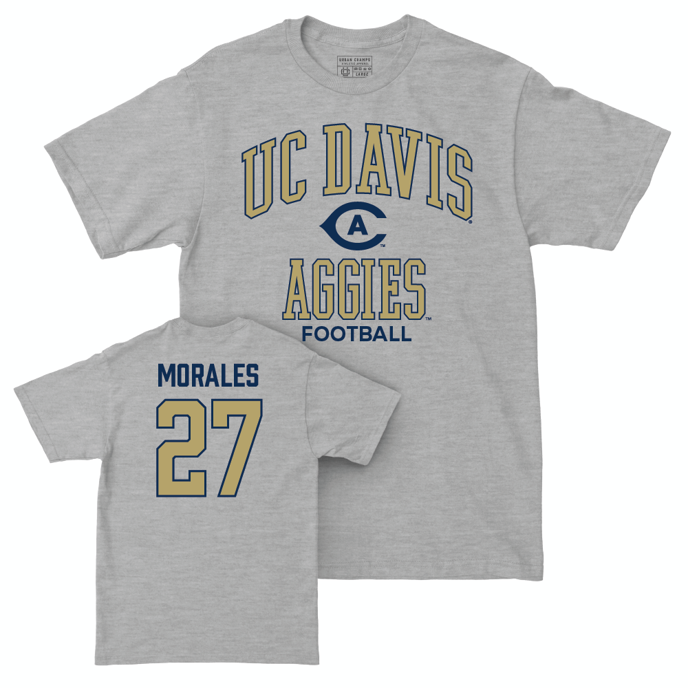 UC Davis Football Sport Grey Classic Tee - Fernando Morales | #27 Small