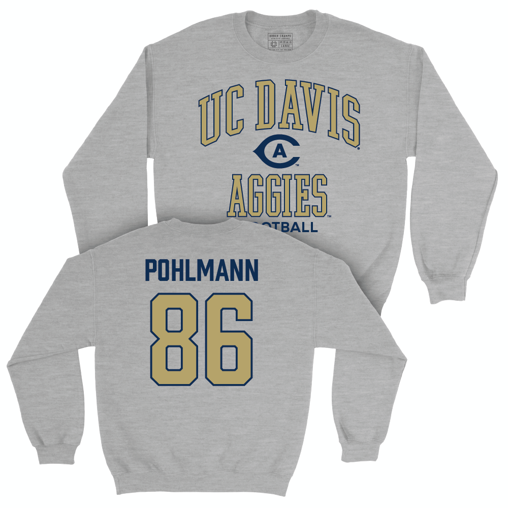 UC Davis Football Sport Grey Classic Crew - Franz Pohlmann | #86 Small