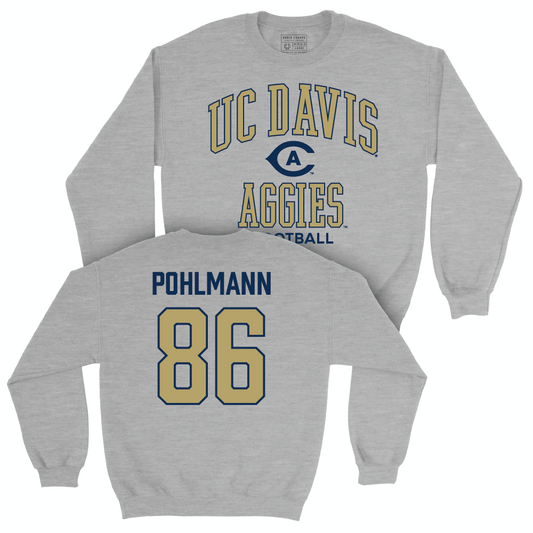 UC Davis Football Sport Grey Classic Crew - Franz Pohlmann | #86 Small