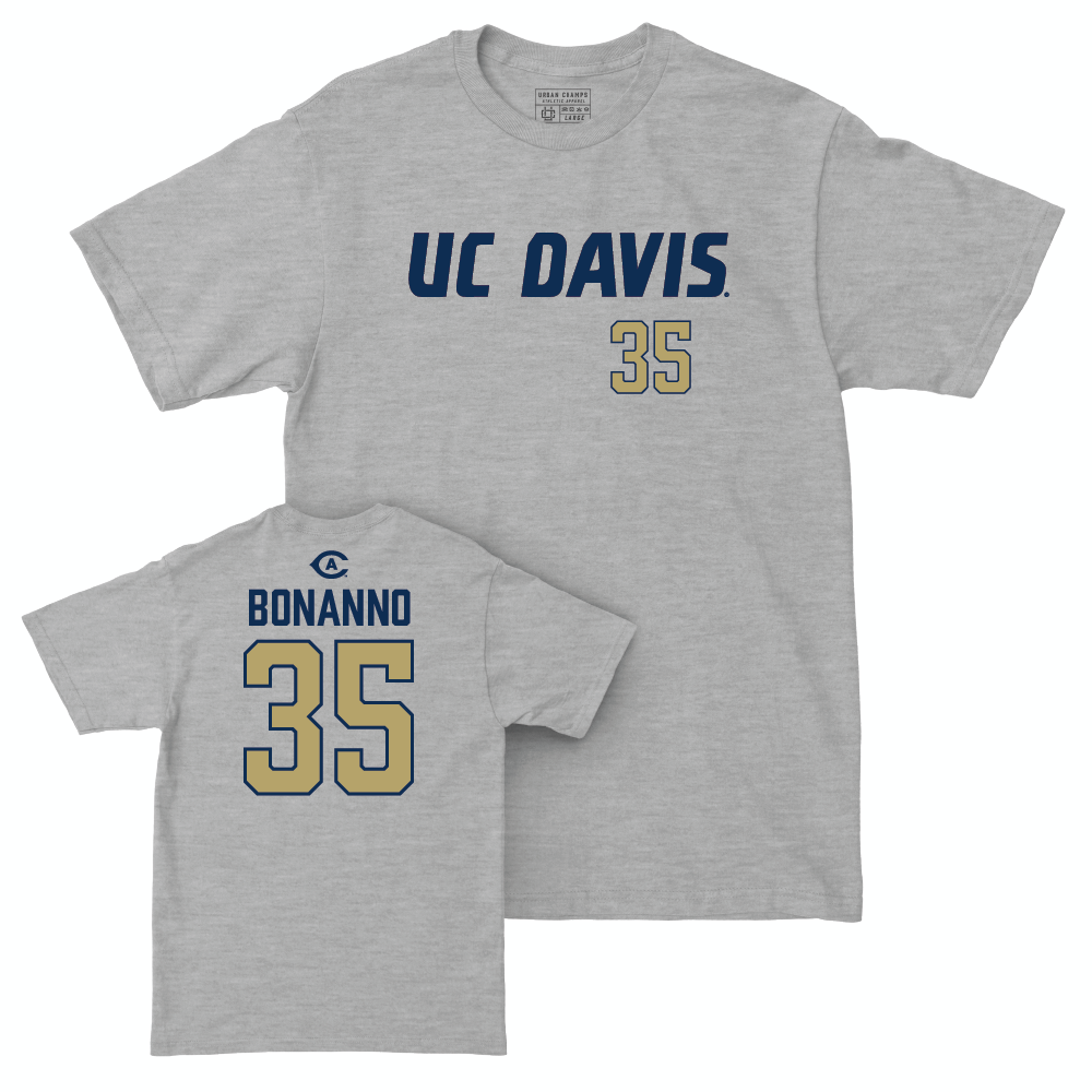 UC Davis Baseball Sport Grey Aggies Tee - Grayson Bonanno | #35 Small