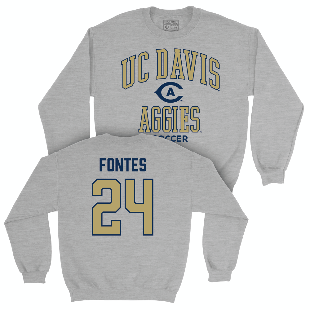 UC Davis Women's Soccer Sport Grey Classic Crew - Genavieve Fontes | #24 Small