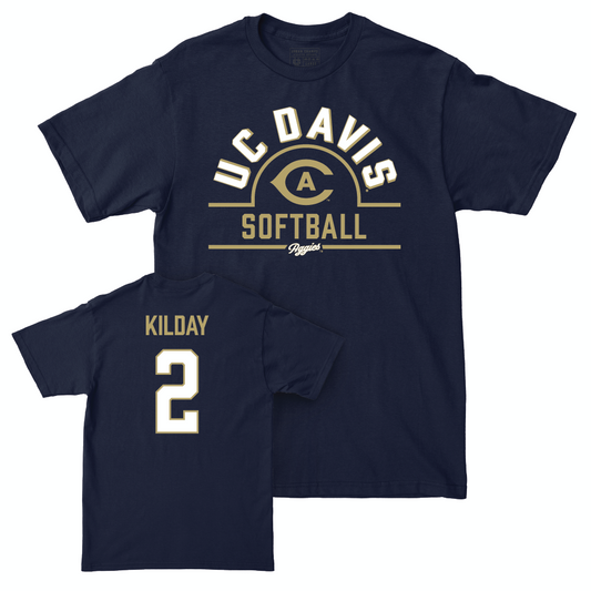 UC Davis Softball Navy Arch Tee - Grace Kilday | #2 Small