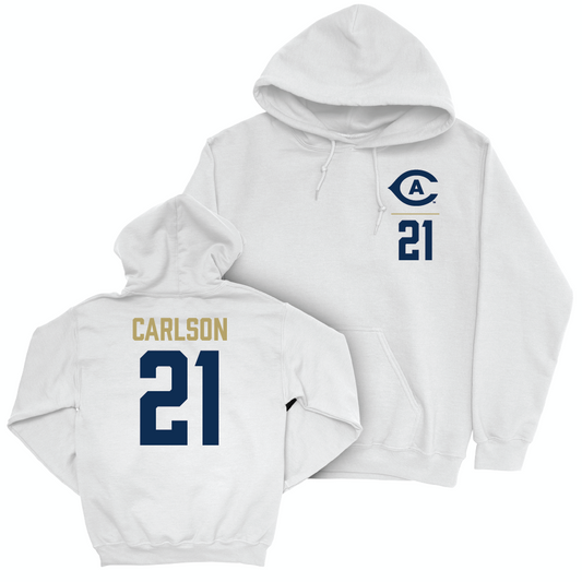 UC Davis Men's Soccer White Logo Hoodie - Hayden Carlson | #21 Small