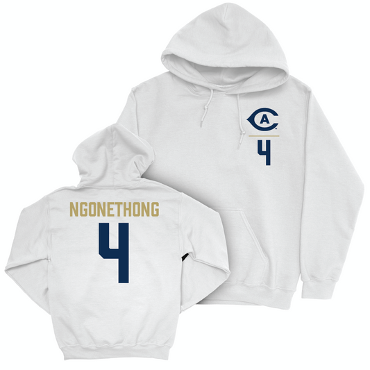 UC Davis Men's Soccer White Logo Hoodie - Ian Ngonethong | #4 Small