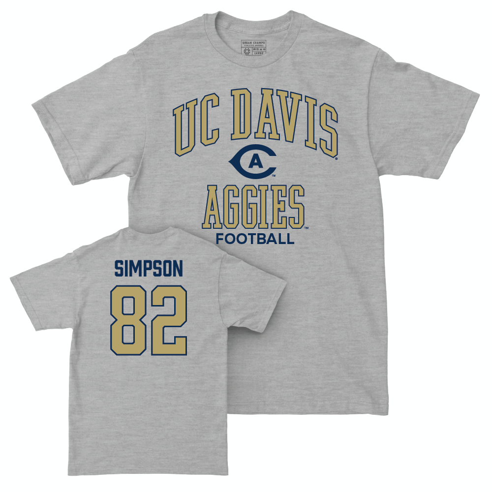 UC Davis Football Sport Grey Classic Tee - Ian Simpson | #82 Small