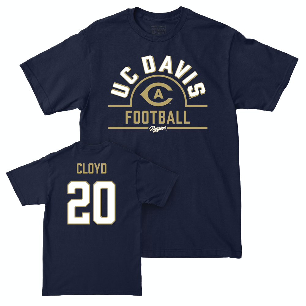 UC Davis Football Navy Arch Tee - Jackson Cloyd | #20 Small