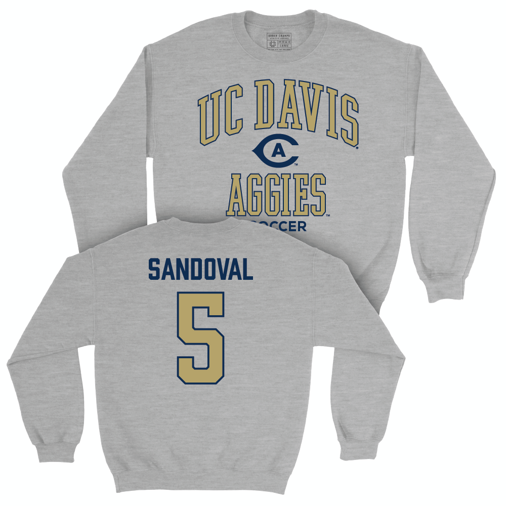 UC Davis Women's Soccer Sport Grey Classic Crew - Karla Sandoval | #5 Small