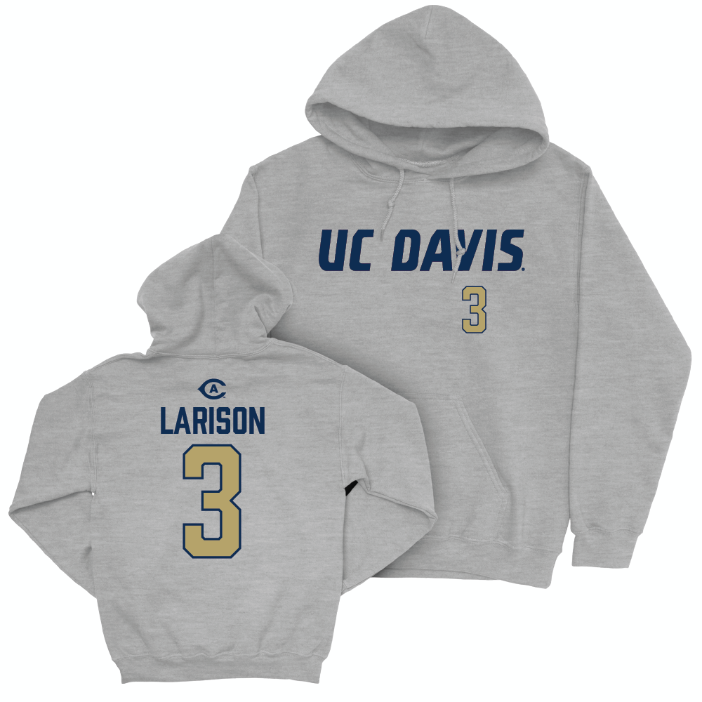 UC Davis Football Sport Grey Aggies Hoodie - Lan Larison | #3 Small